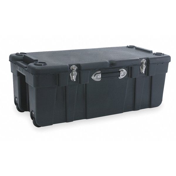 Storage Trunk, Black, Polypropylene, Steel Hinge, 37 in L, 17-1/2 in W, 14 in H