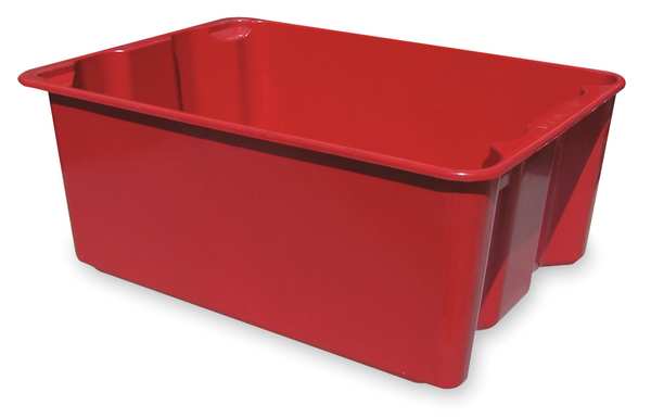 Stack & Nest Container, Red, Fiberglass Reinforced Composite, 25 1/4 in L, 18 in W, 6 in H