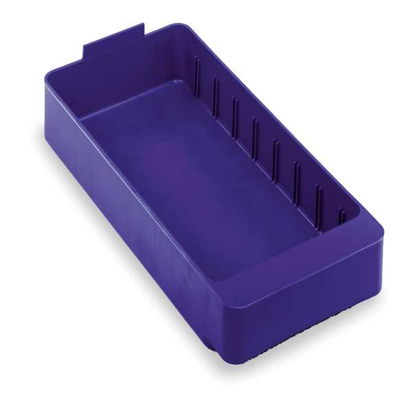 Drawer Storage Bin, Blue, High Impact Polystyrene, 5 5/8 in W x 2 1/8 in H, 15 lb Load Capacity