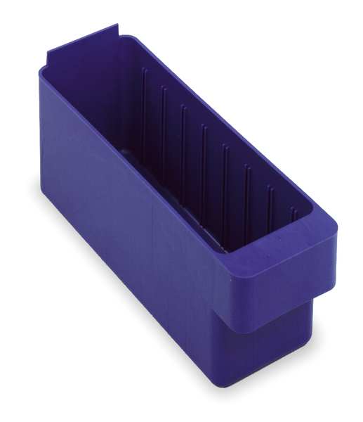 Drawer Storage Bin, Blue, High Impact Polystyrene, 3 3/4 in W x 4 5/8 in H, 15 lb Load Capacity