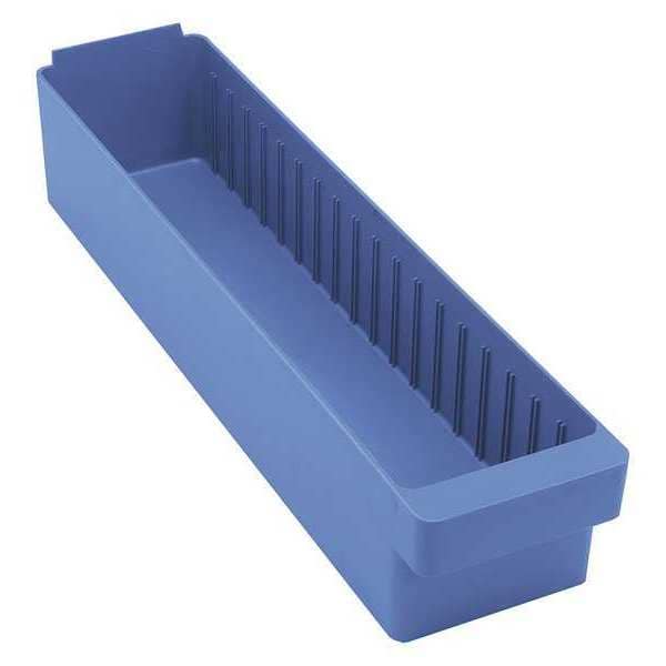 Drawer Storage Bin, Blue, High Impact Polystyrene, 5 5/8 in W x 4 5/8 in H, 25 lb Load Capacity