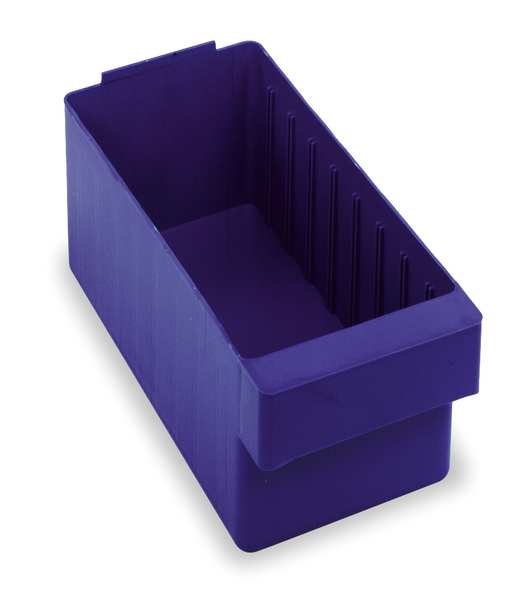 Drawer Storage Bin, Blue, High Impact Polystyrene, 5 5/8 in W x 4 5/8 in H, 20 lb Load Capacity