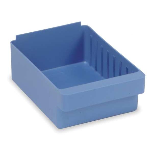 Drawer Storage Bin, Blue, High Impact Polystyrene, 8 3/8 in W x 4 5/8 in H, 15 lb Load Capacity