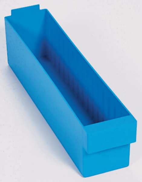 Drawer Storage Bin, Blue, High Impact Polystyrene, 3 3/4 in W x 4 5/8 in H, 25 lb Load Capacity