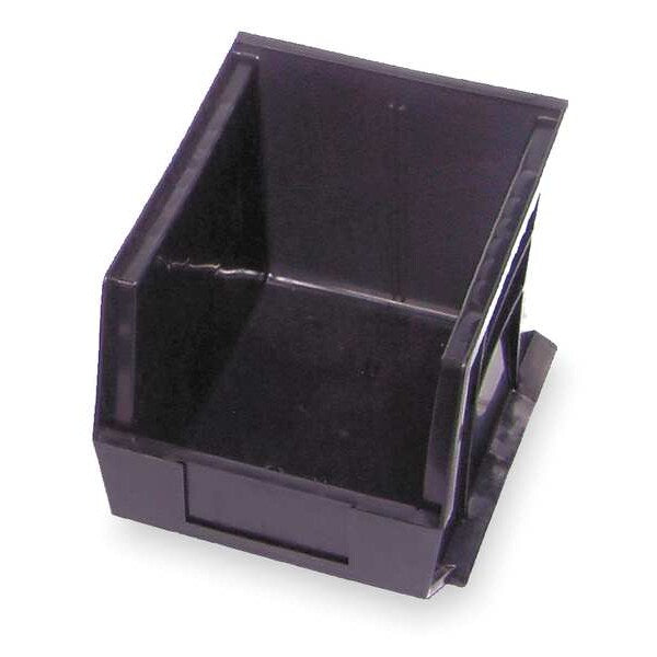 Hang & Stack Storage Bin, Black, Polypropylene/Polyethylene, 10 3/4 in L x 8 1/4 in W x 7 in H