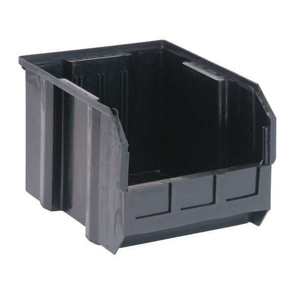 Hang & Stack Storage Bin, Black, Polypropylene/Polyethylene, 10 3/4 in L x 8 1/4 in W x 7 in H