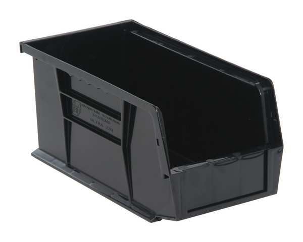 Hang & Stack Storage Bin, Black, Polypropylene/Polyethylene, 10 7/8 in L x 5 1/2 in W x 5 in H