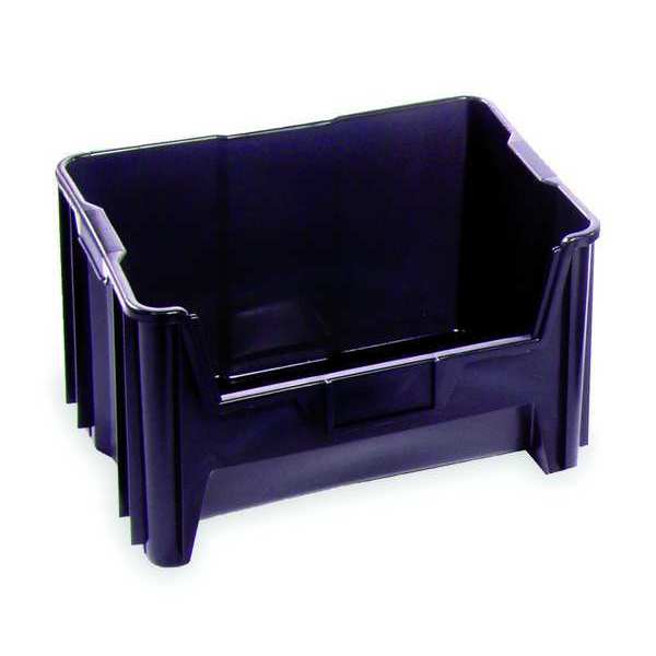 Storage Bin, Black, Polypropylene/Polyethylene, 15 1/4 in L x 19 7/8 in W x 12 1/2 in H