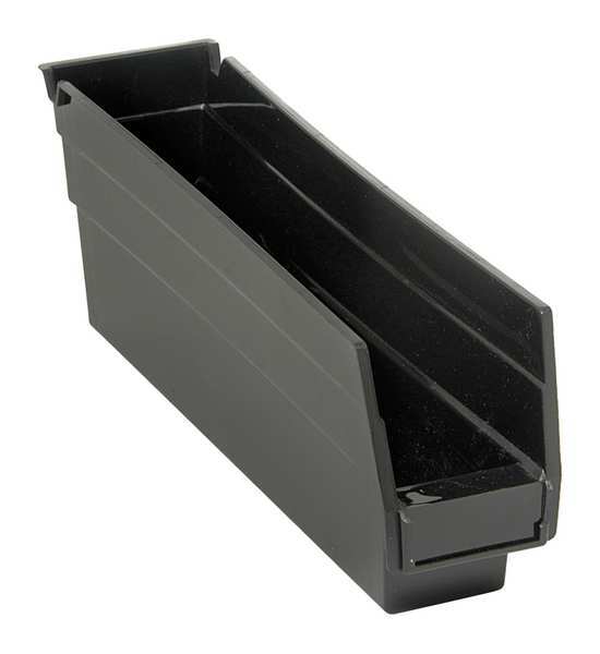 Shelf Storage Bin, Black, Polypropylene/Polyethylene, 11 5/8 in L x 2.8 in W x 4 in H