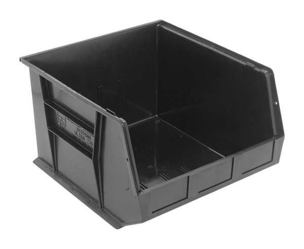 Hang & Stack Storage Bin, Black, Polypropylene/Polyethylene, 18 in L x 16 1/2 in W x 11 in H