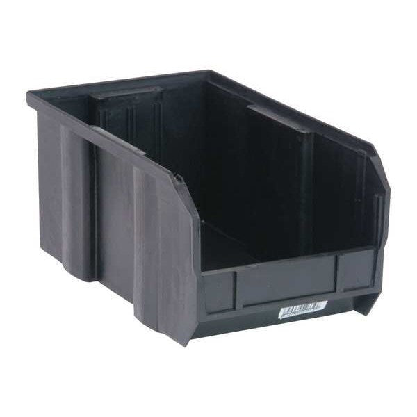 Hang & Stack Storage Bin, Black, Polypropylene/Polyethylene, 14 3/4 in L x 8 1/4 in W x 7 in H