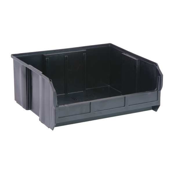 Hang & Stack Storage Bin, Black, Polypropylene/Polyethylene, 14 3/4 in L x 16 1/2 in W x 7 in H