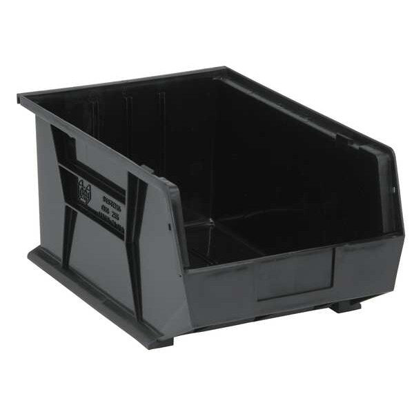 Hang & Stack Storage Bin, Black, Polypropylene/Polyethylene, 16 in L x 11 in W x 8 in H
