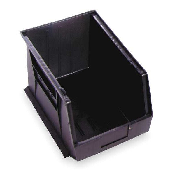 Hang & Stack Storage Bin, Black, Polypropylene/Polyethylene, 16 in L x 11 in W x 8 in H