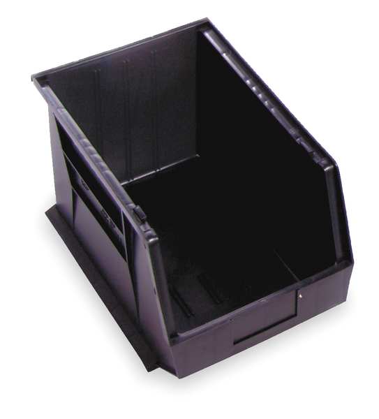 Hang & Stack Storage Bin, Black, Polypropylene/Polyethylene, 18 in L x 11 in W x 10 in H