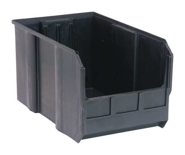 Hang & Stack Storage Bin, Black, Polypropylene/Polyethylene, 18 in L x 11 in W x 10 in H
