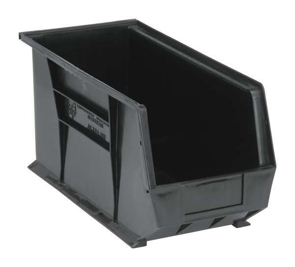 Hang & Stack Storage Bin, Black, Polypropylene/Polyethylene, 18 in L x 8 1/4 in W x 9 in H