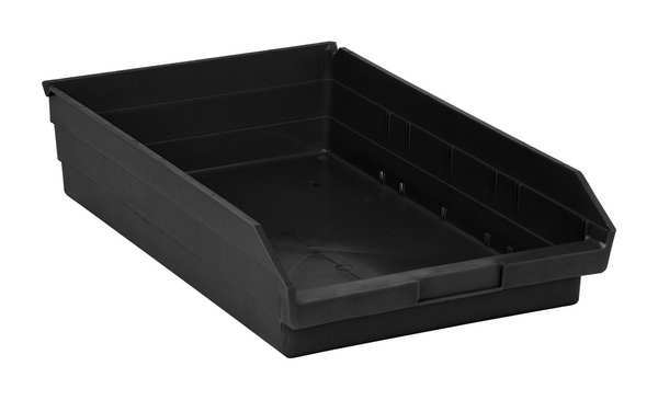 Shelf Storage Bin, Black, Polypropylene/Polyethylene, 17 7/8 in L x 11 1/8 in W x 4 in H