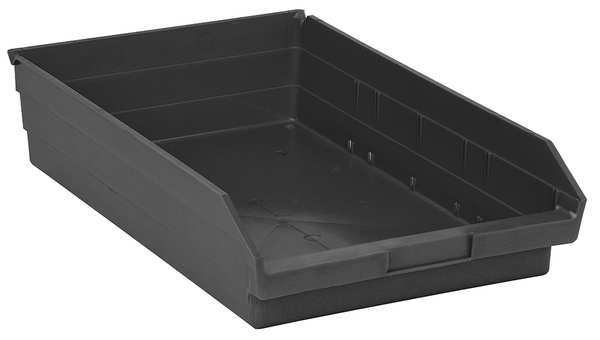 Shelf Storage Bin, Black, Polypropylene/Polyethylene, 17 7/8 in L x 11 1/8 in W x 4 in H