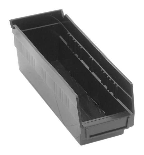Shelf Storage Bin, Black, Polypropylene/Polyethylene, 11 5/8 in L x 4 1/8 in W x 4 in H