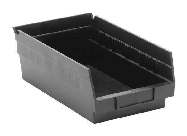 Shelf Storage Bin, Black, Polypropylene/Polyethylene, 11 5/8 in L x 6.6 in W x 4 in H