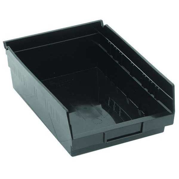 Shelf Storage Bin, Black, Polypropylene/Polyethylene, 11 5/8 in L x 8 3/8 in W x 4 in H