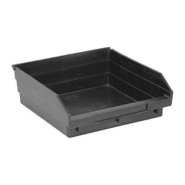 Shelf Storage Bin, Black, Polypropylene/Polyethylene, 11 5/8 in L x 11 1/8 in W x 4 in H