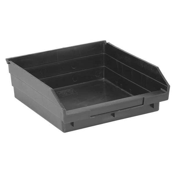 Shelf Storage Bin, Black, Polypropylene/Polyethylene, 11 5/8 in L x 11 1/8 in W x 4 in H