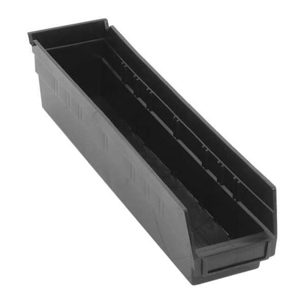 Shelf Storage Bin, Black, Polypropylene/Polyethylene, 17 7/8 in L x 4.1 in W x 4 in H