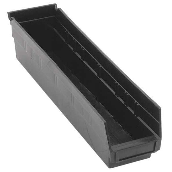 Shelf Storage Bin, Black, Polypropylene/Polyethylene, 17 7/8 in L x 4.1 in W x 4 in H