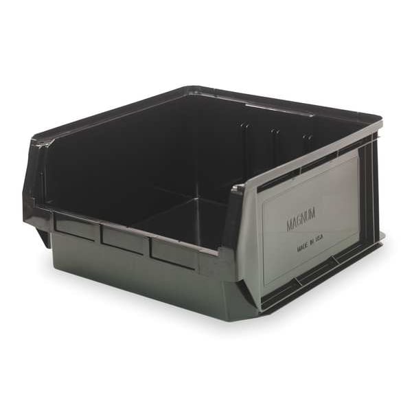 Shelf Storage Bin, Black, Polypropylene/Polyethylene, 19.8 in L x 12.4 in W x 5.9 in H