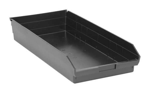 Shelf Storage Bin, Black, Polypropylene/Polyethylene, 23 5/8 in L x 11 1/8 in W x 4 in H