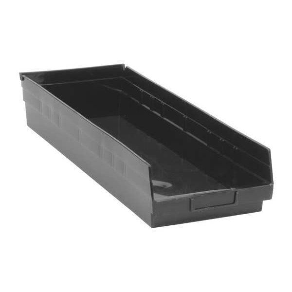 Shelf Storage Bin, Black, Polypropylene/Polyethylene, 23 5/8 in L x 8.4 in W x 4 in H