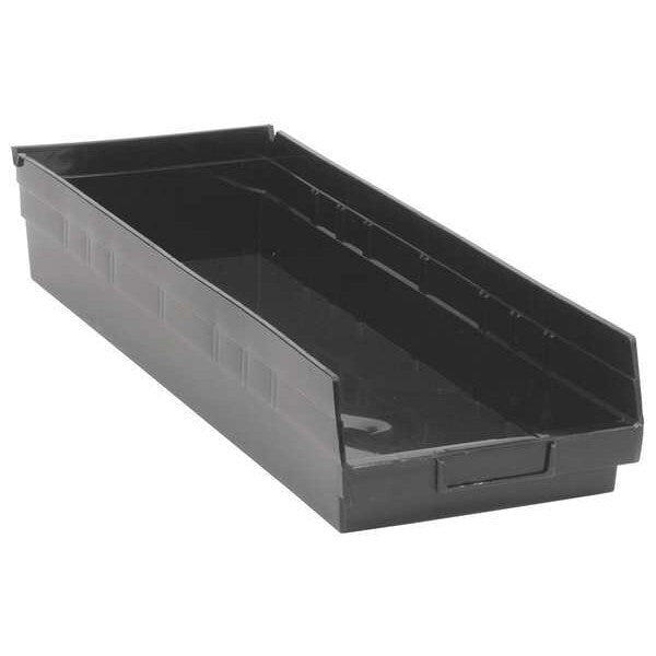 Shelf Storage Bin, Black, Polypropylene/Polyethylene, 23 5/8 in L x 8.4 in W x 4 in H