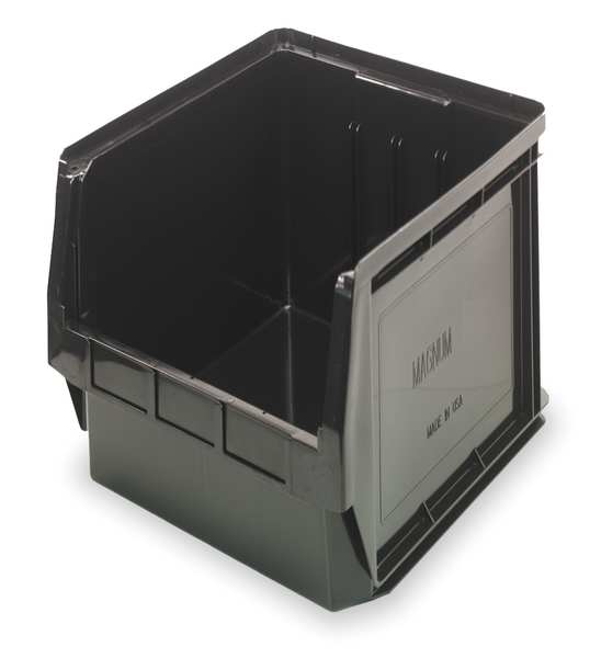 Shelf Storage Bin, Black, Polypropylene/Polyethylene, 19 3/4 in L x 12 3/8 in W x 7 7/8 in H