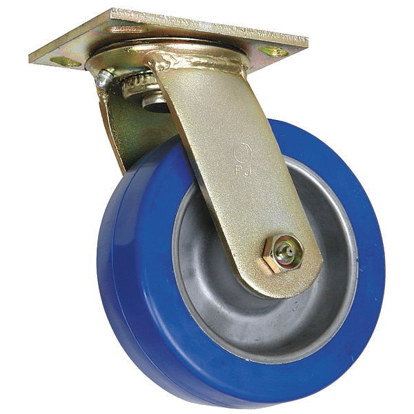 Swivel Plate Caster, Poly, 4 in, 750 lb, Blu