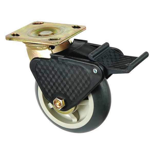 Swivel Plate Caster, Therm Rubber, 6 in, 450 lb.