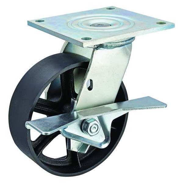 Swivl Plt Castr, Cast Iron, 6 in., 1200 lb.