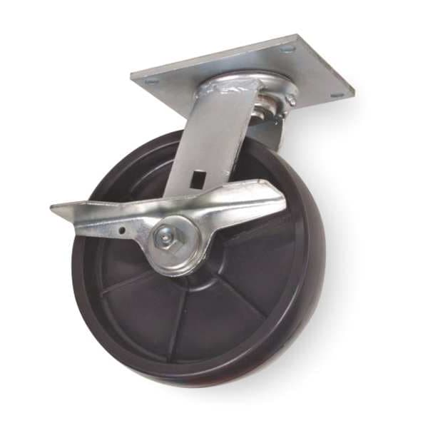 Swivel Plate Caster, Poly, 8 in., 1000 lb.