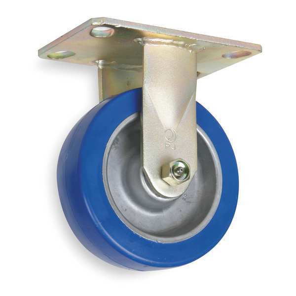 Rigd Plate Caster, Poly, 6 in, 1750 lb., Blu