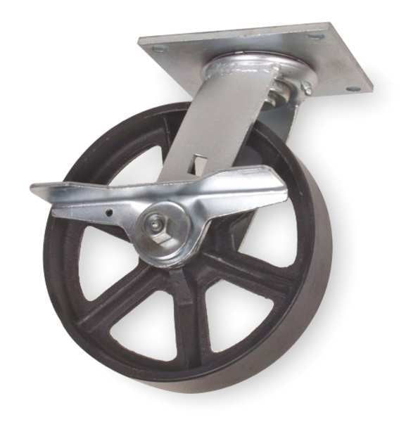 Swivel Plate Caster, Cast Iron, 5 in., 1200 lb.