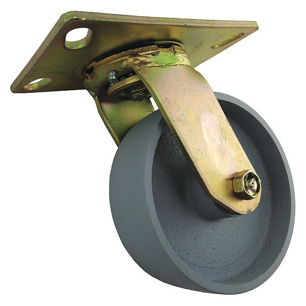Swivel Plate Caster, Cast Iron, 6 in., 1750 lb., A