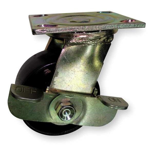 Swivel Plate Caster, Steel, 6 in., 1200 lb.