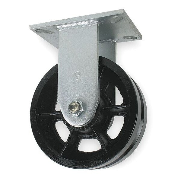 V-Groove Rigd Castr, Cst Irn, 6 in, 2500 lb