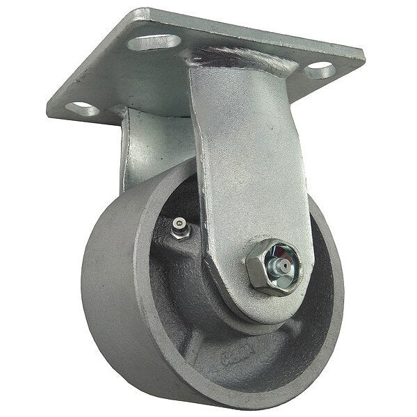 Rigid Plate Caster, Cast Iron, 4 in, 700 lb