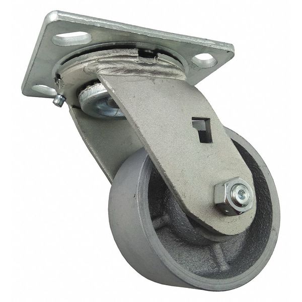 Swivl Plate Caster, Cast Iron, 4 in, 700 lb