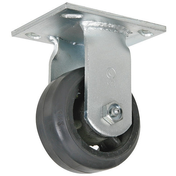 Rgd Plate Castr, Rubber, 4 in., 350 lb, Rllr