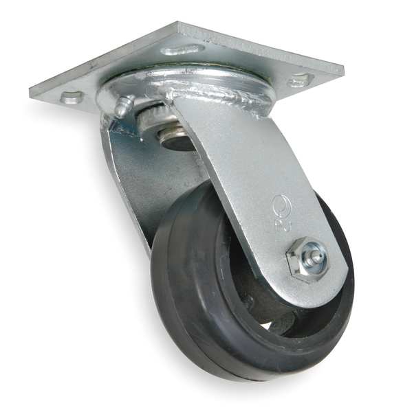 Swivel Plate Caster, Rubber, 8 in., 600 lb.