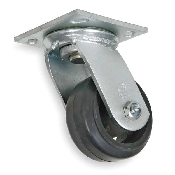 Swivel Plate Caster, Rubber, 4 in, 350 lb, B