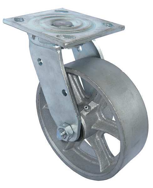 Swivel Plate Castr, Cast Irn, 8 in, 1250 lb